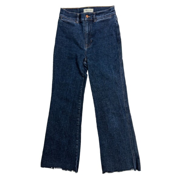 Madewell 11" High Rise Flare Jeans Dark Wash Blue Denim Retro Y2K 70's Cotton 26 - Picture 3 of 14